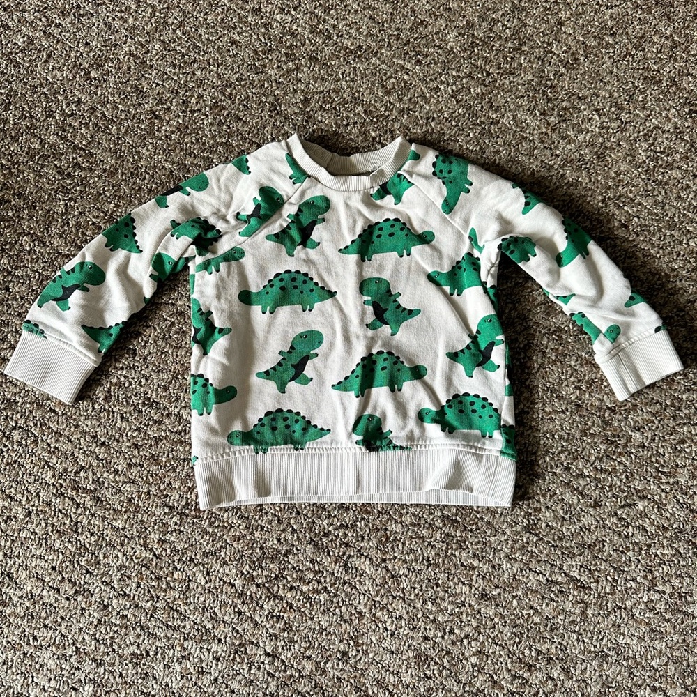 H&M 1 1/2 -2 year green Dino sweatshirt